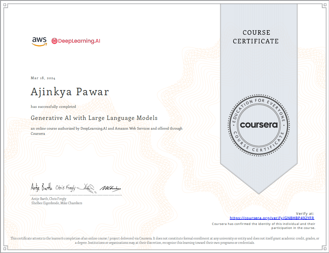 GenAI with LLM Certificate